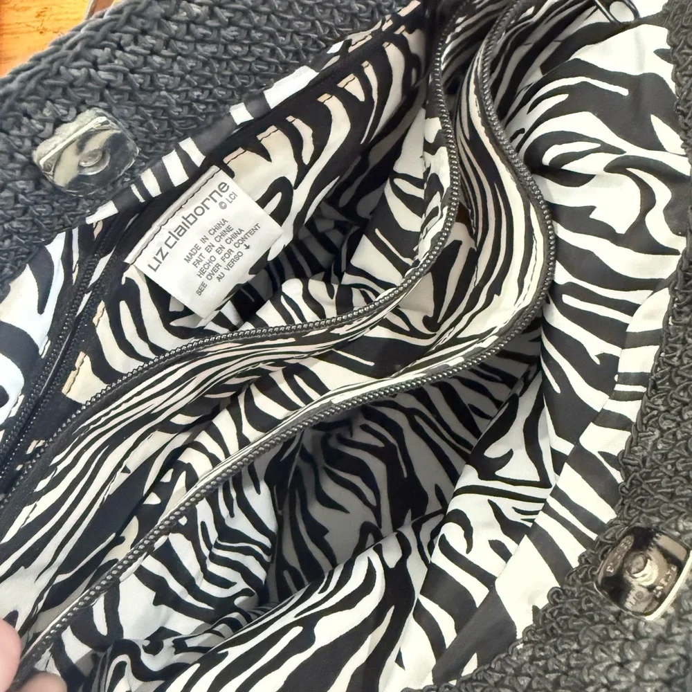 Liz Claiborne Black Crochet Purse Lined